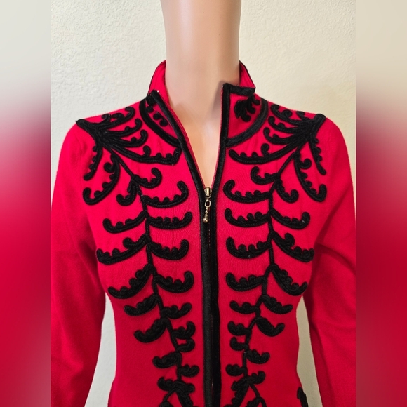 boston proper long sleeve red suede appliqué blouse Size Xs Made In Hong… - Picture 2 of 7